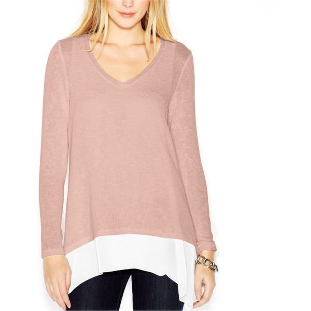 ✨ Bar Iii Womens Knit-Overlay Pullover Blouse✨